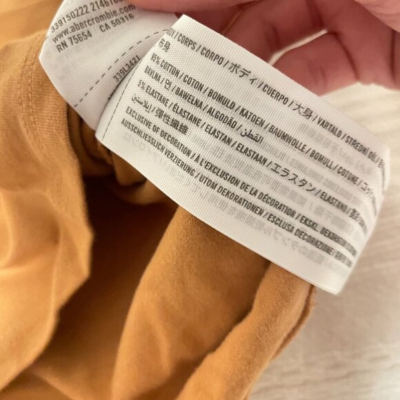 Hollister Cropped Ruched Button-Up Top Brown Orange - XS - Picture 8 of 10